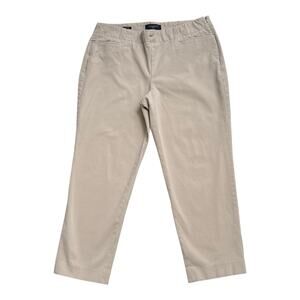 Talbots Petite 12P Heritage Khaki Twill Side Zip Stretch Career Pants